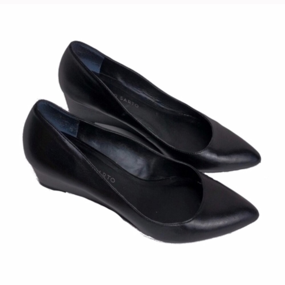 Franco Sarto Black Slip on Wedge Heels